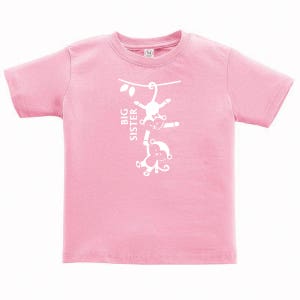 Big Sister Monkey Toddler T-shirt-Gray, Pink, Brown, Green, Gift for Big Sister, Sibling, Family Shirt, Sibling Shirts, Baby Shower Gift