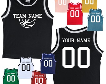 Personalized Sleeveless Basketball Sport Jersey for Toddlers-Customized with Name & Number-BACK and Team-FRONT, Sports Gift, Birthday Outfit