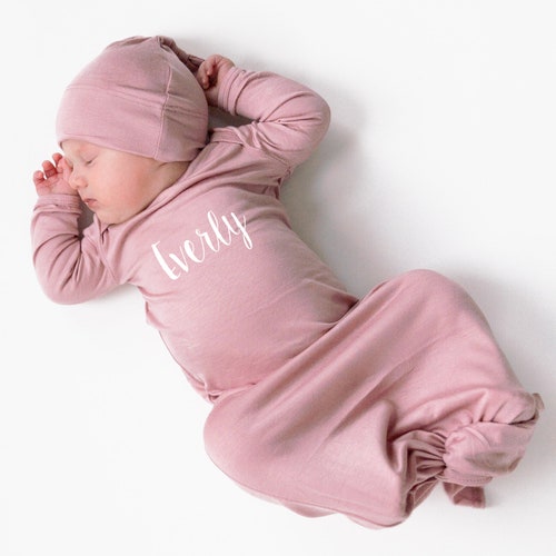 Long Knotted Newborn Baby Sleeper Gown Coming Home Outfit Etsy