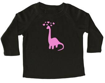 Dinosaur Love - Valentine's Day long sleeve t-shirt for baby and toddler, gender neutral