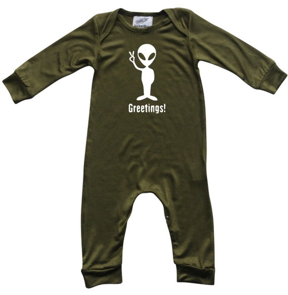 Greetings Alien Baby Bodysuit - Soft Cotton Short Sleeve Onesie For Newborns