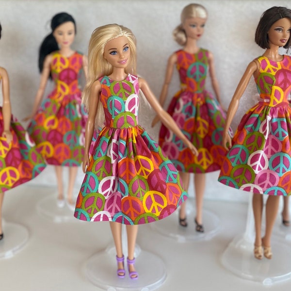 11.5” Realistic Fashion Doll Clothes PEACE SIGN DRESS by P D Reneau