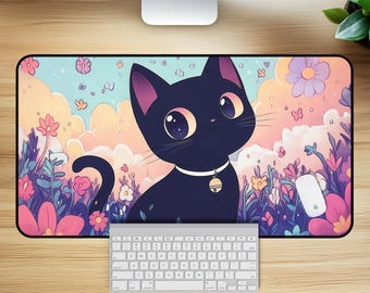 Black Cat Desk Mat – Enchanted Meadow Mousepad