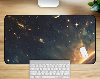 Galactic Radiance Desk Mat: Cosmic Space Non-Slip Mouse Pad