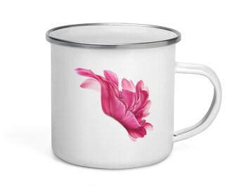 Passion Pink Flower Enamel Mug