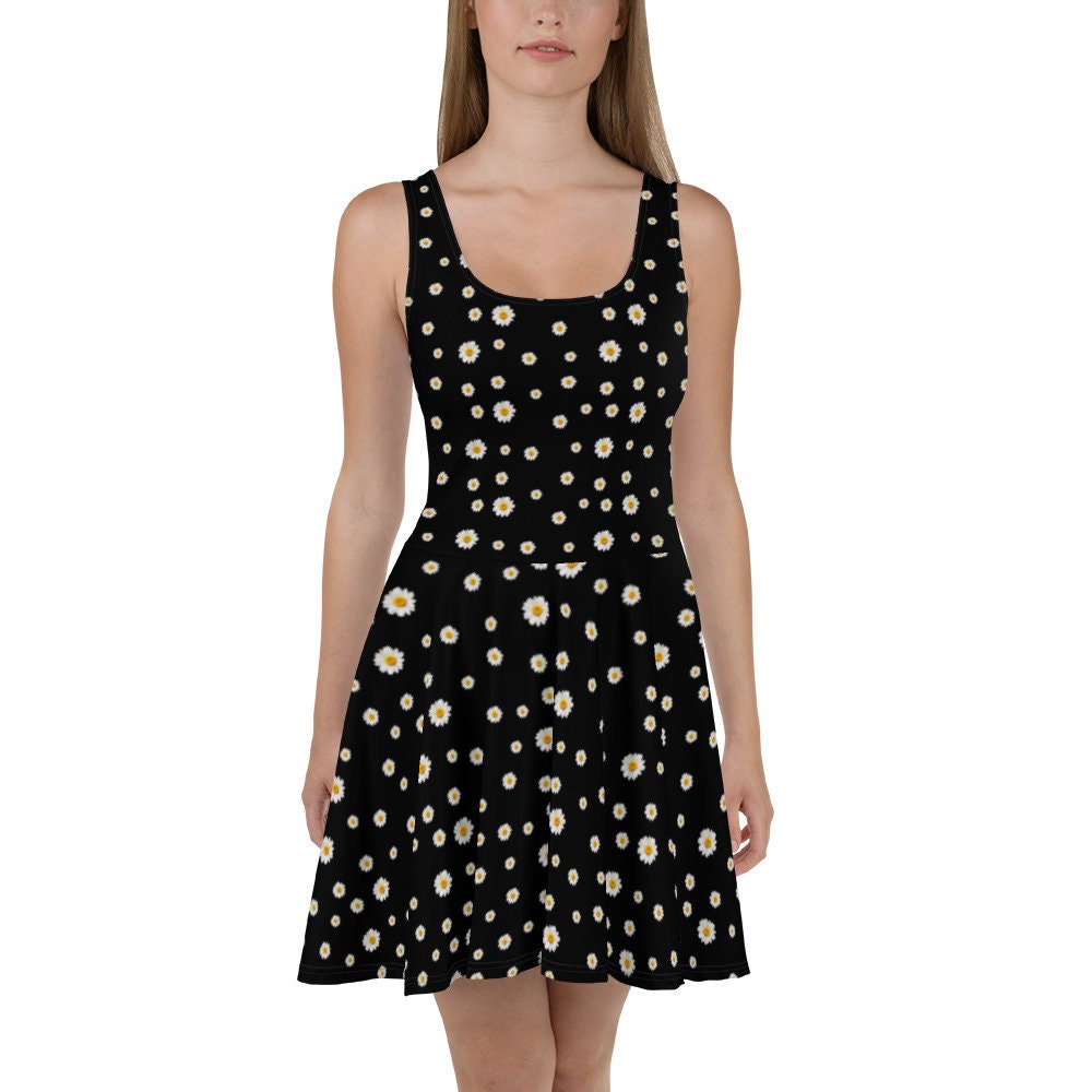 black daisy skater dress Daisy Chain Black Skater Dress