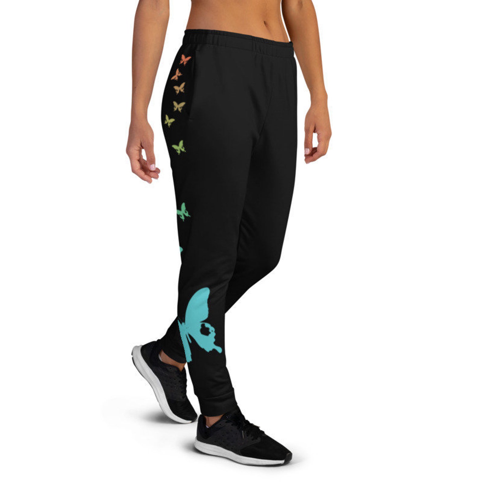 Mint Green Butterfly Print Women's Joggers main image 0