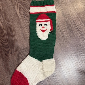 Vintage Christmas Stocking Knitting Pattern - Santa