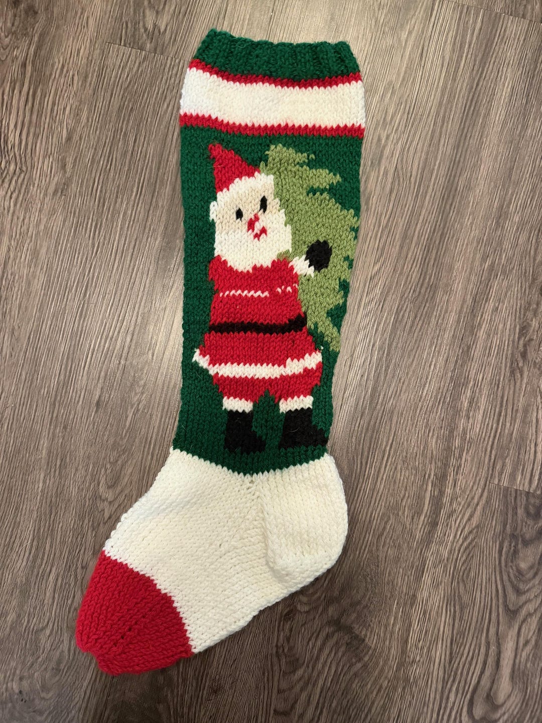 Vintage Christmas Stocking Knitting Pattern - Santa With Tree - Etsy