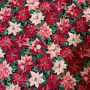 Christmas Poinsettia Fabric by Cranston Print Woks Co., Poinsettia Fabric, Red Poinsettia Fabric