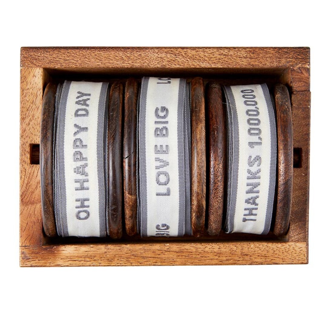 Ribbon Trio Box, Box With 3 Rolls of Ribbon, Box With Ribbon, Rolls of ...