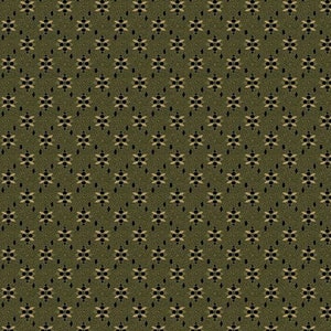 May include: A seamless pattern with a repeating design of small, gold-colored, four-pointed stars on a dark green background.