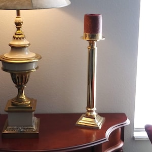 Impressive 16.5&quot; Brass Pillar Candle Holder, Greek Revival, Gold, Holiday, Candlestick, Christmas, Thanksgiving
