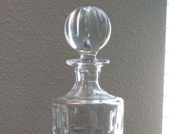 Vintage 1990s Towle Clear Crystal Decanter #2, 24% Lead Crystal, Made in Poland, Thumb Print and Diamond Design, Heavy, Quality, Whiskey