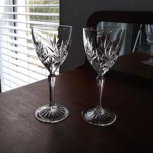 Pair of Crystal Wine Goblets, Possibly Shannon Crystal, Irish Crystal, Heavy, Quality, Set of Two, Wedding, Anniversary, Clear Crystal