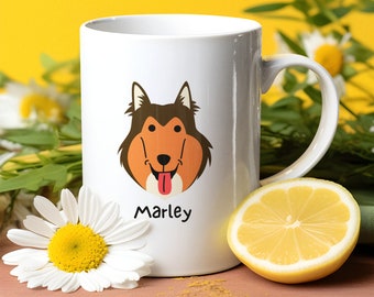 Customized ONE Dog Pup Face Coffee Cup Ceramic Mug 15oz