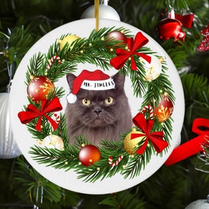 Customized Dog or Cat Photo Christmas Tree Ornament, Pet Gifts, Cat Lover Gifts, Dog Gifts