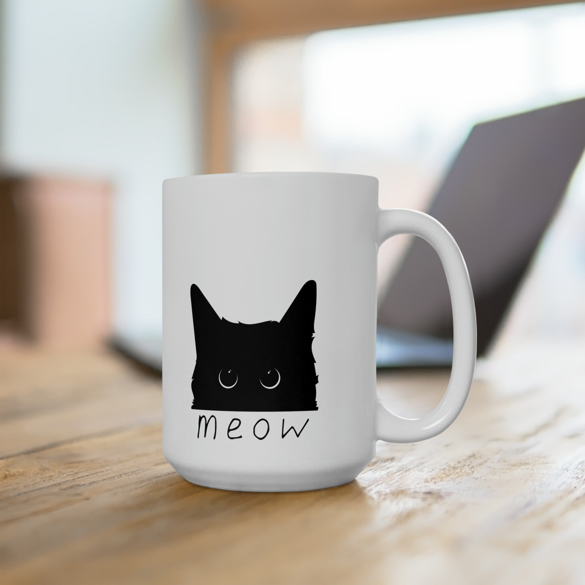 Custom Glowing Cat & Paris Mug - Personalized Name, 11oz Or 15oz Ceramic | Louvre Museum Design Coffee Cup - View #4