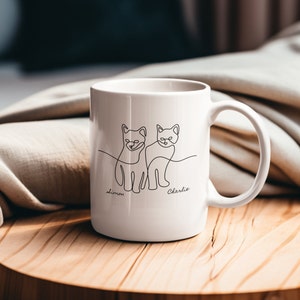 Two Cats Mug ~ Cat Gift ~ Cat Coffee Mug~ Gift for Cat Lovers ~ Housewarming Gift ~ Custom Coffee Cup