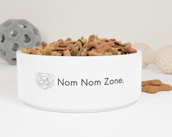 Pug Nom Nom Zone Pup White Feeding Food Dish Pug Gift