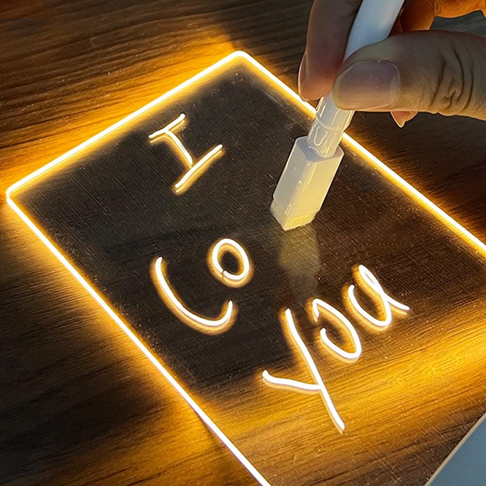 LED Note Board With Colors, Acrylic Dry Erase Board With Light And Glow Memo Letter Board Note Glass Led White Board 7 Pen Office School Home