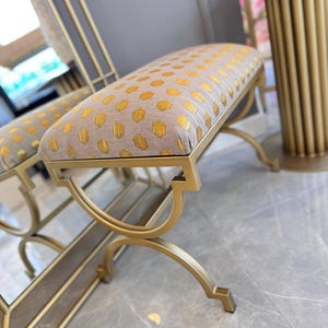 Luxury Tufted Gold Pouf – Handmade Ottoman Bench – Modern Entryway Stool
