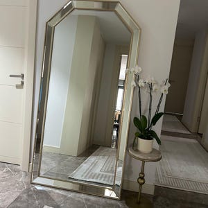 Luxury Sapphire Mirror – Modern Large Wall & Floor Mirror, Antique Gold Frame, 90x190 cm