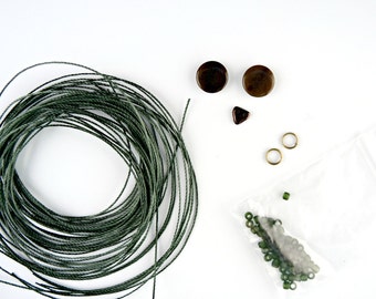 Green Kit for Micro Macrame Owl Tutorial DIY Tagua Nut Bead Eyes