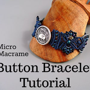 Micro Macrame Button Bracelet Tutorial Macrame Necklace DIY Pattern Jewelry Making Instruction image 1