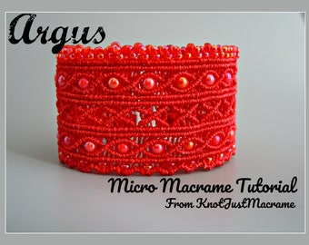 Argus Cuff in Micro Macrame Tutorial - Bracelet  Pattern - Beaded Macrame - Jewelry Making - DIY