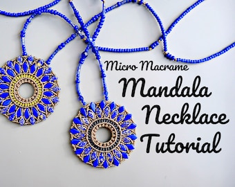 Tutorial de colgante de micro macramé mandala - Collar de macramé - Bricolaje - Patrón - Instrucción para hacer joyas