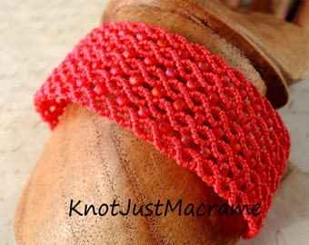Red, Red, Red Micro Macrame Cuff Bracelet