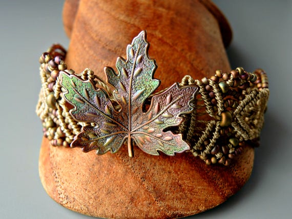 Copper leaf bracelet sale