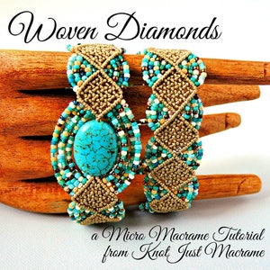 Woven Diamonds Micro Macrame Tutorial - Macrame Bracelet Tut - Pattern - Beaded Macrame - Jewelry Making - DIY