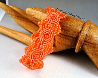 Orange Sherbet Micro Macrame Bracelet Summer Tangerine