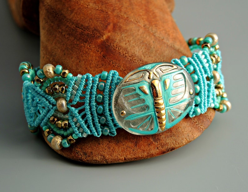 aqua macrame bracelet main image 1