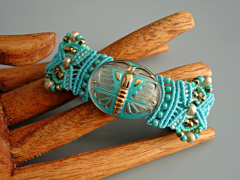 aqua macrame bracelet main image 0