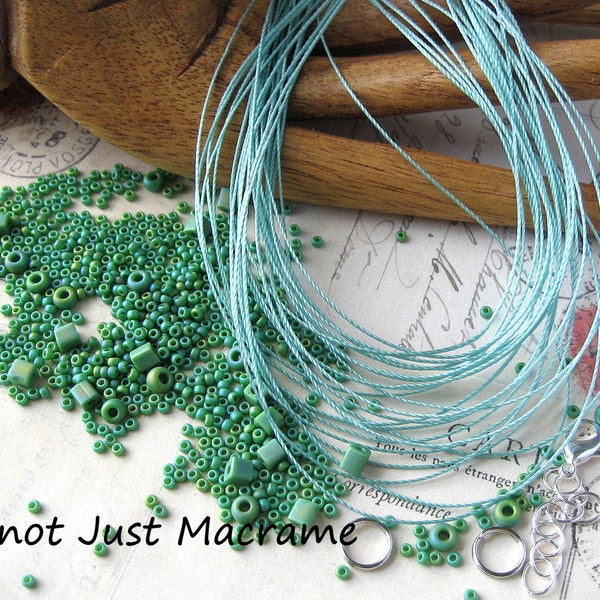 Micro Macrame Bracelet Bead and Cord Kit for Leaves Tutorial DIY Sage Green NOTE:  Materials ONLY - Tutorial sold separately