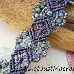 Micro Macrame Tutorial Hydrangeas Bracelet Pattern Beaded Macrame Jewelry Making DIY image 4