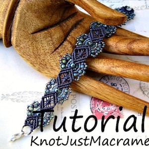 Micro Macrame Tutorial - Hydrangeas Bracelet Pattern - Beaded Macrame - Jewelry Making - DIY