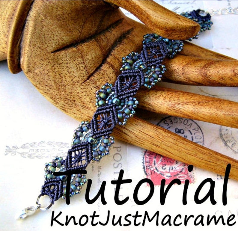 Micro Macrame Tutorial Hydrangeas Bracelet Pattern Beaded Macrame Jewelry Making DIY image 1