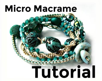 Micro Macrame Tutorial - Wrap Bracelet - Pattern - Beaded Macrame - Jewelry Making - DIY - Beginner Macrame Jewelry Instruction