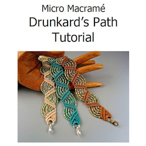 Drunkard's Path Micro Macrame Tutorial Macrame Bracelet Tut Pattern Beaded Macrame Jewelry Making DIY image 2