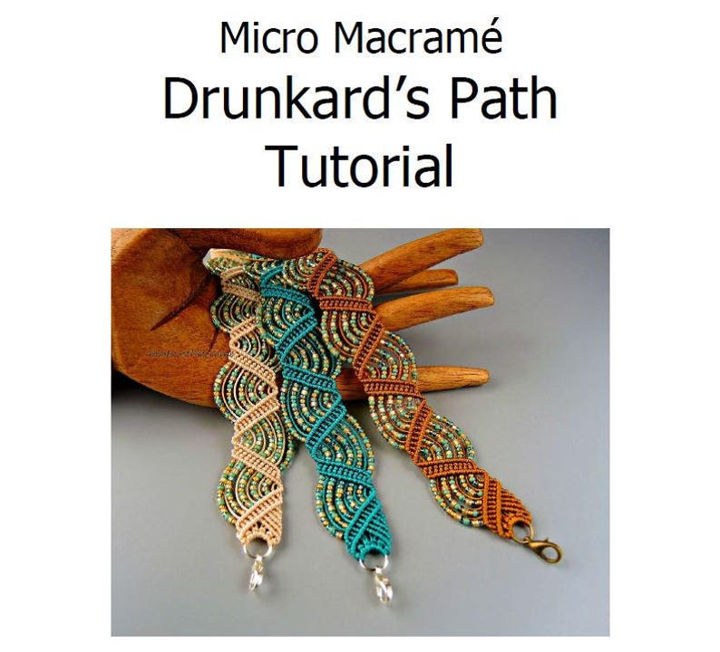 Drunkard's Path Micro Macrame Tutorial - Macrame Bracelet Tut - Pattern - Beaded Macrame - Jewelry Making - DIY image 2