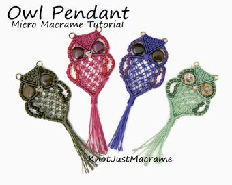 Micro Macrame Owl Pendant Tutorial - Macrame Owl - DIY - Pattern - Jewelry Making Instruction