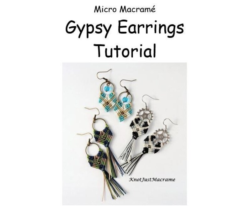 Gypsy Earrings Tutorial DIY Pattern Instructions Micro Macrame image 2