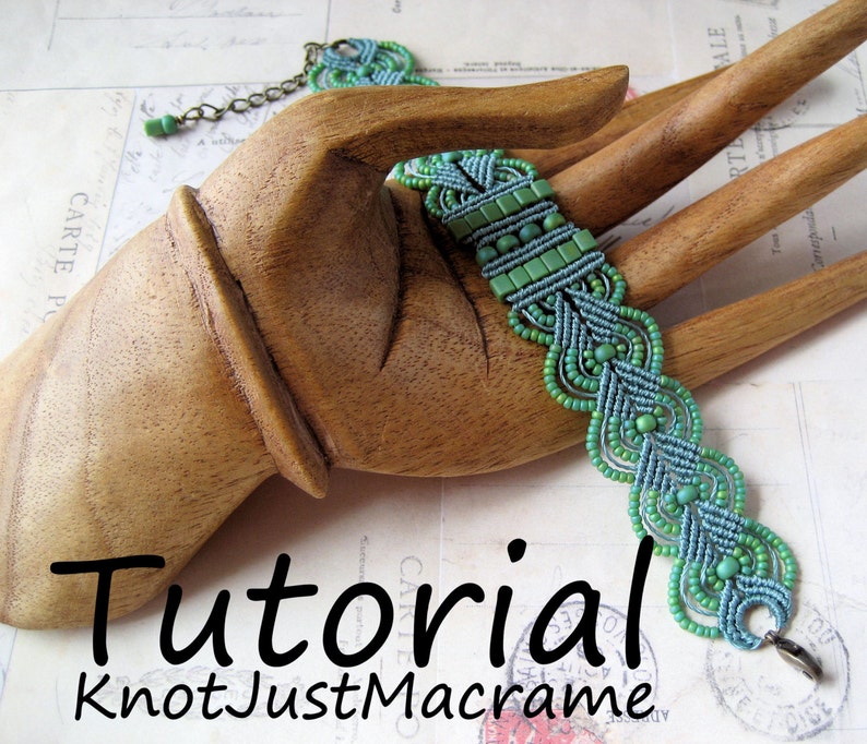 Micro Macrame Tutorial Leaves Bracelet Pattern Beaded Macrame Jewelry Making DIY image 1