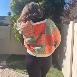 Cardigan patchwork crocheté à la main | patchwork, cardigan, cadeau pour lui, cadeau de vacances, crochet