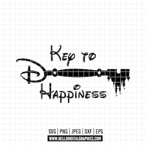 2770 - Disney, la clave de la felicidad SVG, EPS, PNG - Impresión de camisetas, Viajes Disney Clipart Vector - Citas Disney dtf. Castillo mágico Disney SVG