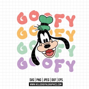 1607 - The world of the Goofy word SVG, EPS, PNG - Disneyy characters of the Magic Kingdom Clipart Vector. Goofy with names in colors svg.